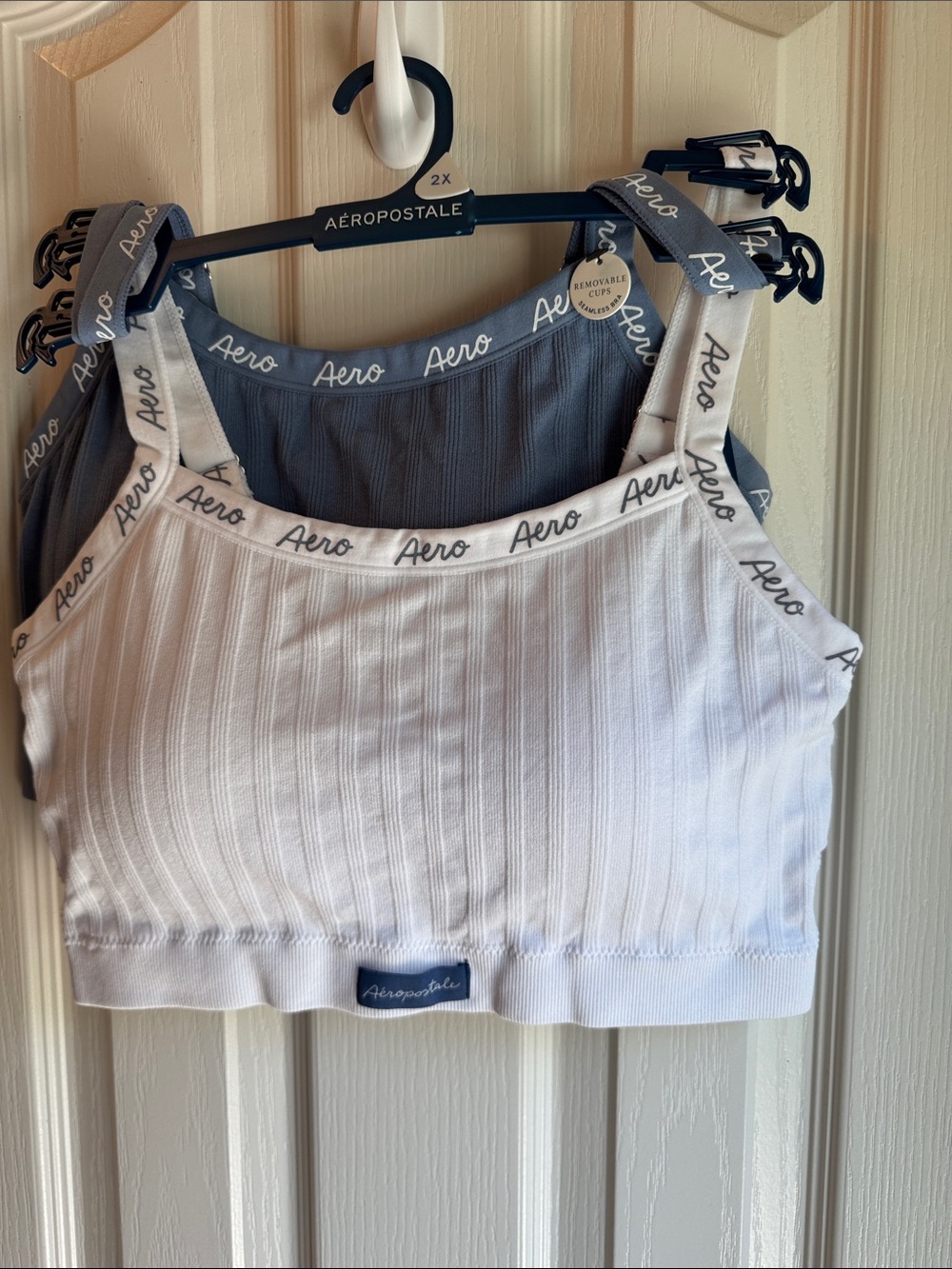 NWT AEROPOSTALE 2 PK CORNFLOWER BLUE & WHITE BRA SETS - Picture 3 of 5